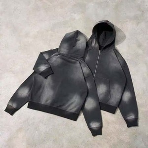 Top Best Selling Custom Logo Printed Hooded Zipper Tracksuit Manufacturer High Quality 100% Cotton Acid Washed Custom Design - Product Image 3