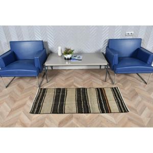 Tapis vintage 2x4,9 pieds, petit tapis turc, tapis en laine noir et marron à motifs de plantes et d'arbres - Product Image 2