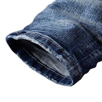 Jean slim extensible pour homme, personnalisé, délavé, style urbain, utilitaire, hip-hop, avec fermeture éclair, coupe ajustée, broderie décontractée