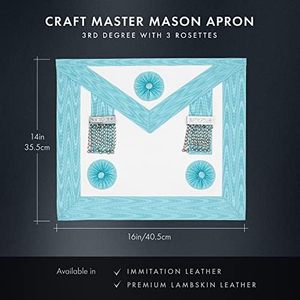 MASONIC COLLECTION-Delantal Craft Regalia Master Masons Premium de 3 ° Grado-Color Azul-Piel de cordero Premium/Piel sintética - Product Image 2