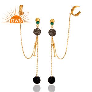 Venta caliente de plata esterlina 18K chapado en oro Natural Multi piedra preciosa cadena pendiente Demi joyería fina fabricante - Product Image 2