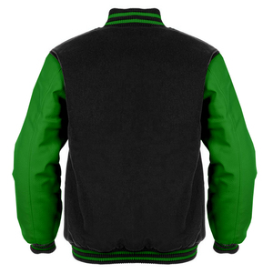 Personnalisable des années 1930 Style hommes Varsity Jacket noir laine corps vert cuir véritable manches col montant lycée Letterman - Product Image 4