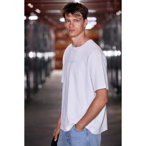 T-shirt pour homme GRIMELANGE SAIMON, 100% coton biologique, col rond, détails brodés, coupe classique - Product Image 3