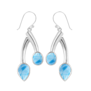 Natural Larimar Gemstone 925 Sterling <b>Silver</b> Earrings Jewelry - Product Image 1