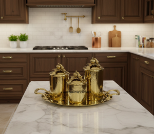 Stainless Steel Hammered Gold Handcrafted Eco-Friendly Luxury <b>Canister</b> with Freshness Preservation for High-End Food Storage - Product Image 5