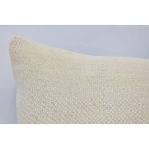 Luxury 16x36 Inch Wool <b>Pillow</b> Modern Minimalist Off-White Plain <b>Flat</b> with Woven Technique Square Shape for Sofa or Bedroom Use - Product Image 2