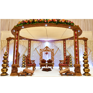 Gujrati Wedding Triveni Ganesha Mandap Traditional <b>Wooden</b> Carved Wedding Mandap Hindu Wedding USA Triveni Mandap with Ganesha UK - Product Image 1