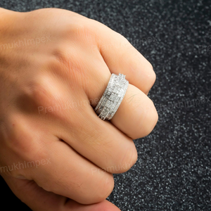 Anillo de Eternidad Brillante de Moissanita Estilo Hip Hop, Chapado en Oro Rosa/Amarillo/Blanco, Joyería Personalizable de Plata Esterlina - Product Image 2