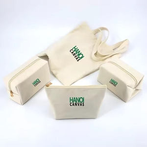 Wholesale Custom Fashion Plain Pattern <b>Makeup</b> Pouch Canvas Cosmetic <b>Travel</b> <b>Bag</b> with Zipper | OEM & ODM - Product Image 1