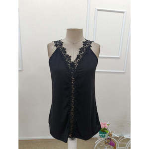 Blusa de Mujer con Tirantes y Cuello en V con Detalle de Encaje Floral, Blusa Sandy, 37663 - Negro - Product Image 6