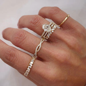 แหวนแต่งงานเพชรโมอีสทรงกลมสำหรับผู้หญิงขนาด14K ลายเกลียวสีทองบิดเกลียวปี0.54กะรัตสำหรับผู้หญิง - Product Image 3