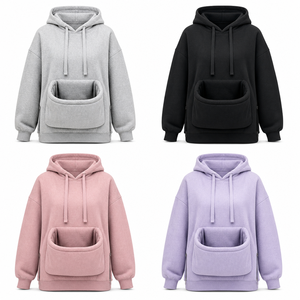 Individuelles Logo Übergroßer Fleece-Haustierträger-Hoodie Känguru-Tasche Katzen- und Hundeträger-Sweatshirt Großhandel OEM Unisex S-5XL Pullover - Product Image 2