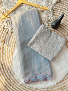 Saree de travail Designer Brits Cut avec séquence et tissu filet doux pour toutes les occasions - Product Image 3