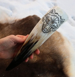Corne à boire Viking la plus vendue avec support en cuir décoration polie pour Noël - Product Image 3