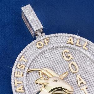 Pendentif GOAT Iced Out, bijoux hip-hop, le plus grand de tous les temps, or et argent, chaîne cubaine bicolore, pour hommes et femmes - Product Image 2