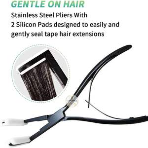 Pinzas de Sellado para Extensiones de Cabello con Cinta Adhesiva de Acero Inoxidable con Superficie Plana Negra para Mujeres (Uso Doméstico) - Product Image 4