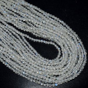 4mm lisse Flashy blanc arc-en-ciel pierre de lune perles Quartz rond pierre lâche pour la fabrication de bijoux Style brin - Product Image 6
