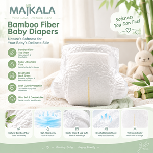 Pañales Desechables para Bebé Majkala de Fibra de Bambú, Superficie Suave y Seca, con Protección Contra Fugas - Product Image 3