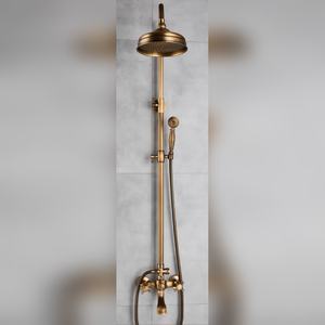 Sistema de Ducha de Latón Antiguo con Tubería Expuesta, Cabezal de Lluvia, Dos Manijas, Válvula de Cerámica, Precio de Fábrica, Proveedor Mayorista - Product Image 2