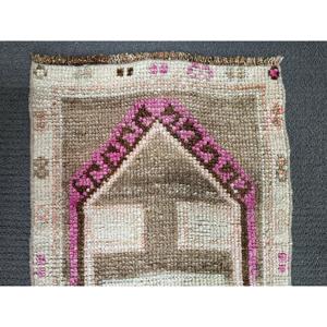 Turkish Small Rug 1.4x3.1 ft, Vintage <b>Brown</b> Ombr <b>Wool</b> Rug - Product Image 5