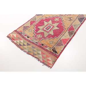 พรมวินเทจขนาด 3x10.1 ฟุต, พรมตุรกี, พรมลายตะวันออกสีแดง - Product Image 2