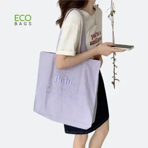 Вместительная Экологически чистая многоразовая сумка-тоут из хлопка с индивидуальным принтом