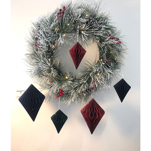 3D Diamond Shaped Honeycomb <b>Paper</b> Ornaments <b>Red</b> Blue Black Christmas Tree Decorations Hanging Wall Decor Reusable - Product Image 2