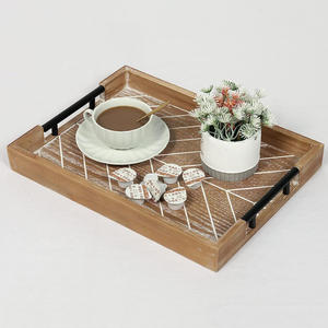 Plateau en bois de manguier massif fabriqué à la main avec poignées en métal élégantes pour bar et hôtel fourni par l'usine directe pour l'achat en gros - Product Image 5