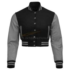 OEM personalizado Varsity chaquetas de las mujeres de invierno acolchado estilo universitario de cuero genuino mangas Casual chaqueta universitaria - Product Image 6