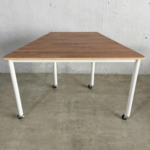 FOS <b>Office</b> Furniture Mobile Trapezoidal Plywood <b>Table</b> 120x60cm Minimalist Modern Design with Round Iron Legs FOS010 - Product Image 6