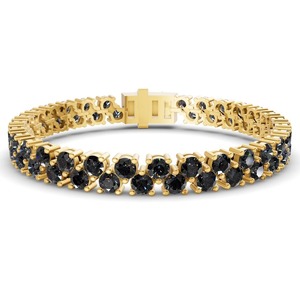 Midnight Black Double Row Round Lab Grown Diamond Tennis Bracelet 3 Ct Tw VS Clarity 112 Diamonds 14K <b>Solid</b> <b>Gold</b> Bold Edge Glow - Product Image 2