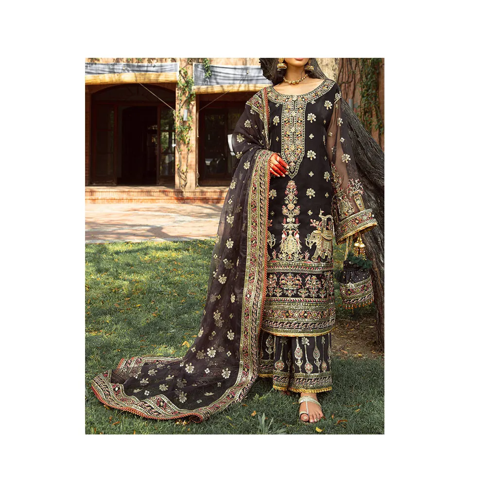 Vestidos bordados para fiesta, bordado, paquistaní/indio, último diseño, venta al por mayor, 2022