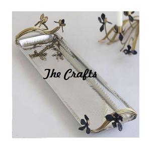 Bandeja de aperitivos de calidad superior con asas de diseño en bandeja decorativa de color plateado de acero inoxidable - Product Image 6