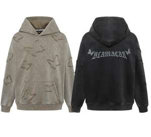 Sweat-shirt à capuche ample unisexe style streetwear avec patch personnalisé, fabrication usine, pour couple - Product Image 6