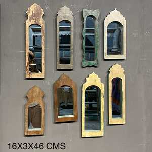 Vintage Luxury Bohemian Wood and Aluminum <b>Frame</b> Glass Wall or Bathroom Mirror for Home Decor for Bedroom or Bathroom Use - Product Image 3