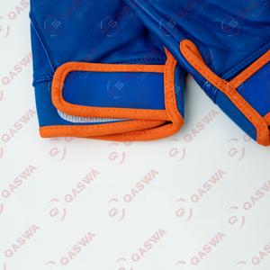 Gants de frappe de baseball professionnels personnalisables en cuir de protection des mains en bleu royal et orange fusion prix de gros - Product Image 2