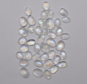 Cabujones de piedras preciosas calibradas ovaladas de piedra lunar arcoíris Natural parte posterior plana 5X3mm a 30X20mm tamaños piedra lunar azul - Product Image 2