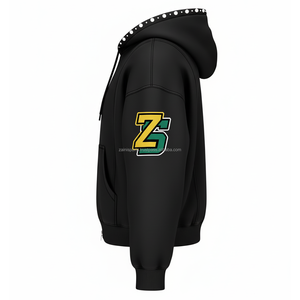 เสื้อมีฮู้ดซิปขนแกะหนา400แกรมมีฮู้ดสำหรับฤดูหนาวผ้าโพลีเอสเตอร์ผสมในสีดำนุ่มด้านในกำหนดโลโก้ได้ตามต้องการ - Product Image 3