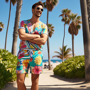 กางเกงขาสั้นชายหาดของผู้ชายกางเกงขาสั้นโพลีเอสเตอร์100% พิมพ์ลายเต็ม - Product Image 6