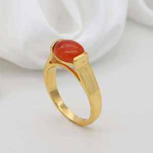 Anillo de latón chapado en oro de 18 quilates al por mayor, joyería de moda con piedra preciosa cornalina Ovalada para mujeres y hombres, regalo de aniversario de compromiso - Product Image 4