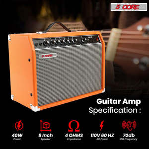 Amplificateur de guitare 5 cœurs 40W, amplificateur portable pour basse électrique et acoustique, amplificateur d'entraînement - Product Image 2