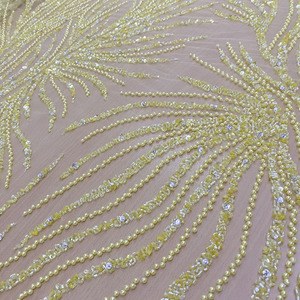 Voilage Brodé Luxe Effet Rayon de Soleil Doré, Tissu 100% Polyester Organza Léger et Transparent pour Rideaux de Maison - Product Image 1