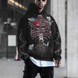 Sudadera con capucha y cremallera para hombre, 100% algodón, de corte holgado, gruesa, impermeable, con bordado personalizado y serigrafía en relieve, de fabricante OEM - Product Image 2