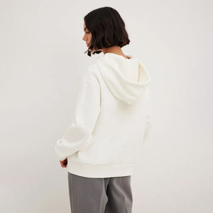 Sudadera con capucha de gran tamaño básica de algodón 100% para mujer, ropa de calle suave y cómoda, pulóver con hombros caídos, sudaderas lisas para mujer en blanco - Product Image 1