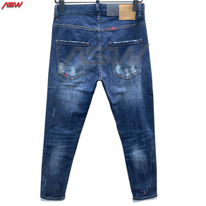 กางเกงยีนส์ขายาวสำหรับผู้ชายกางเกงยีนส์ทรงตรงสไตล์วินเทจผ้าซักแบบขาดใส่สบาย - Product Image 2