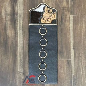 Porte-serviettes mural rustique en cuir de vachette artisanal, crochet mural, organisateur de serviettes de cuisine, porte-linge suspendu, décoration d'intérieur - Product Image 1