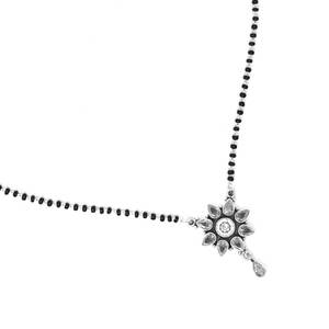 Collar de Mangalsutra de Zirconia cúbica Natural de Plata de Ley 925, cadena de plata con cuentas negras, regalo de cuentas de moda tradicional para ella - Product Image 1