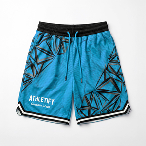 Shorts de basket-ball personnalisés en maille avec impression par sublimation, logo en polyester, shorts de basket-ball pour hommes, écologiques, certifiés SEDEX - Product Image 2