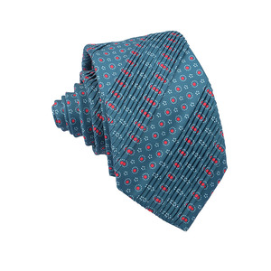 Corbata drapeada con patrón circular gris azul <span class=keywords><strong>Corbatas</strong></span> plisadas de poliéster impresas - Product Image 3