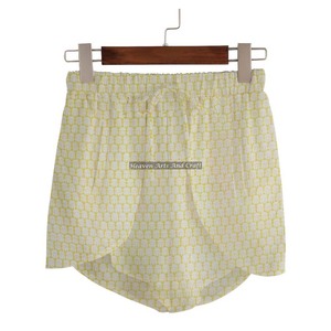 Shorts enveloppants faits main sur mesure, pantalon en coton avec cordon de serrage, toutes tailles, imprimé à la main, shorts enveloppants d'été, vêtements de détente d'été pour femmes - Product Image 1